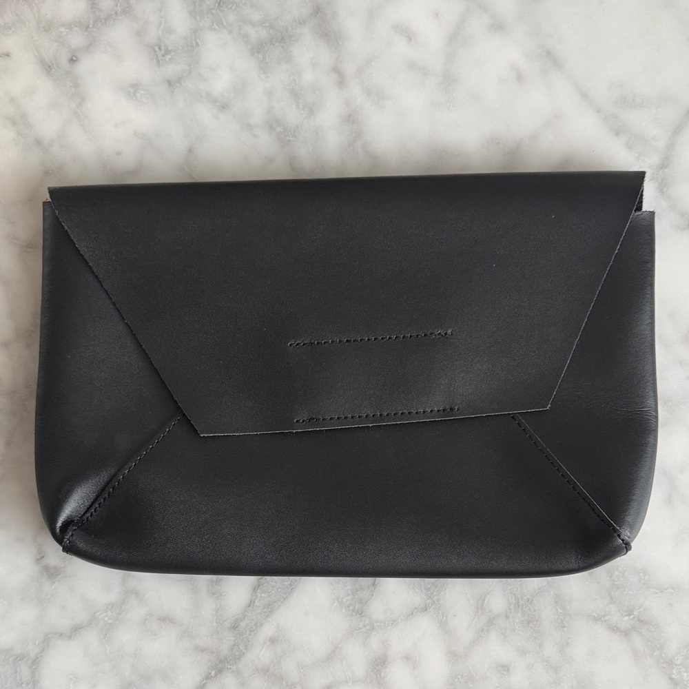 J. Crew Black Leather Envelope Clutch